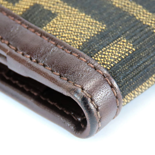 FENDI Bifold Wallet Canvas, Calfskin Brown Zucca Women Used Authentic