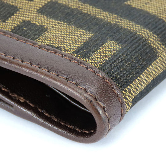 FENDI Bifold Wallet Canvas, Calfskin Brown Zucca Women Used Authentic