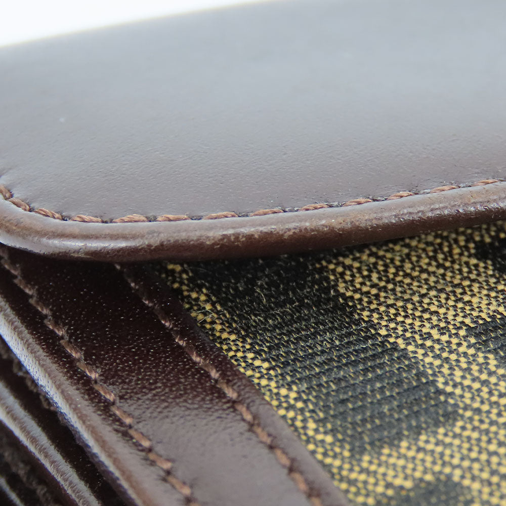 FENDI Bifold Wallet Canvas, Calfskin Brown Zucca Women Used Authentic