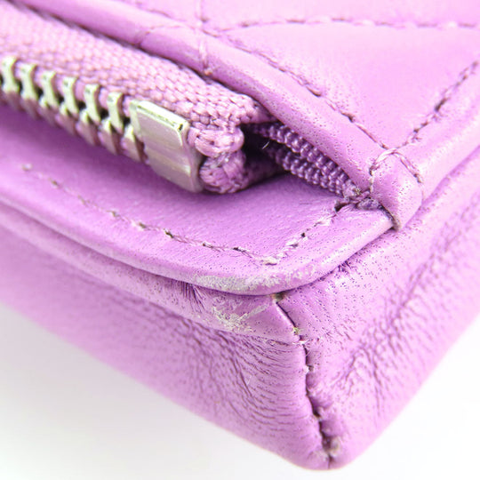 CHANEL Shoulder Bag lambskin purple Matrasse Women Used Authentic