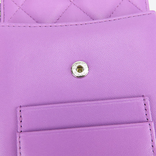 CHANEL Shoulder Bag lambskin purple Matrasse Women Used Authentic