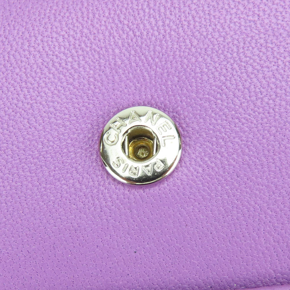 CHANEL Shoulder Bag lambskin purple Matrasse Women Used Authentic