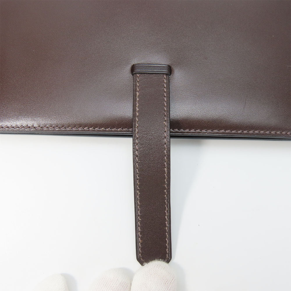 HERMES Long Wallet Purse Box scarf Brown Classic Bean