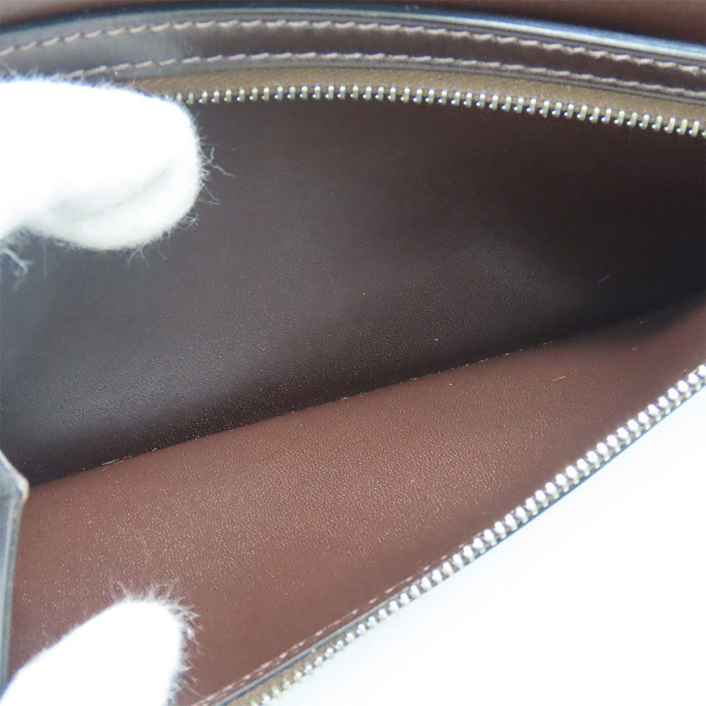 HERMES Long Wallet Purse Box scarf Brown Classic Bean