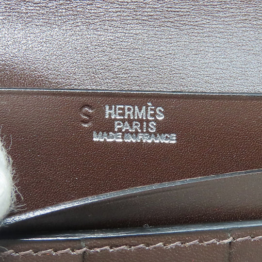 HERMES Long Wallet Purse Box scarf Brown Classic Bean