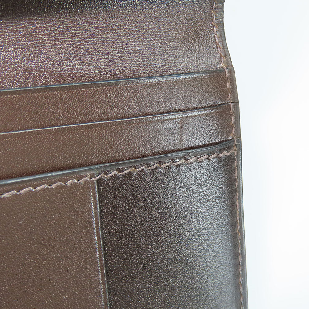 HERMES Long Wallet Purse Box scarf Brown Classic Bean