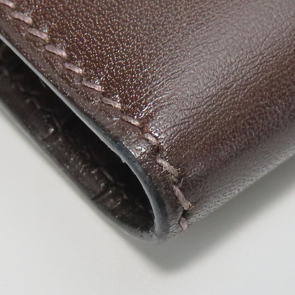 HERMES Long Wallet Purse Box scarf Brown Classic Bean
