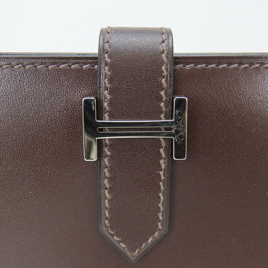 HERMES Long Wallet Purse Box scarf Brown Classic Bean