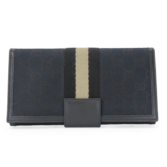 GUCCI Long Wallet Purse 035.0416.2180 GG canvas black Web line unisex(Unisex) Used Authentic