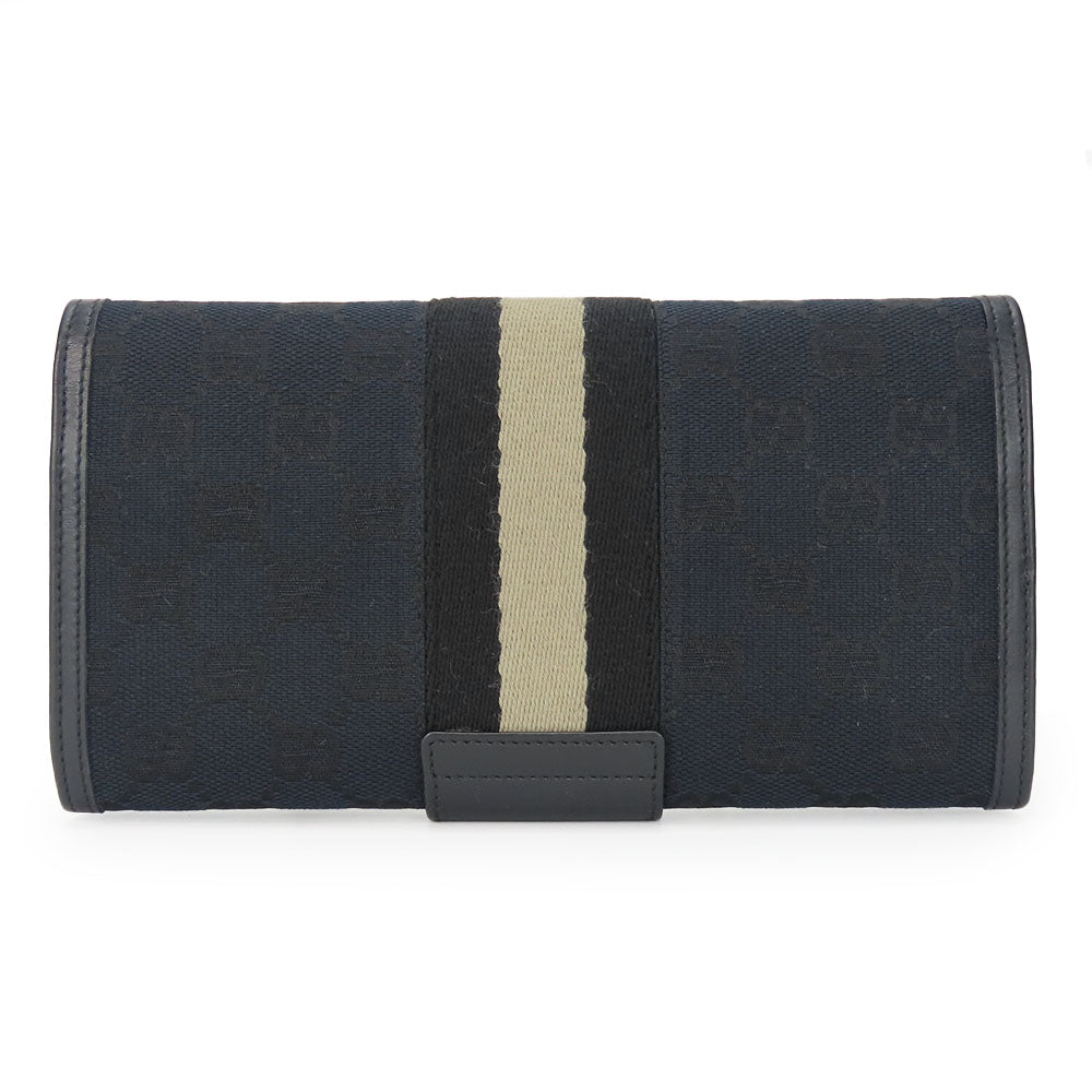 GUCCI Long Wallet Purse 035.0416.2180 GG canvas black Web line unisex(Unisex) Used Authentic