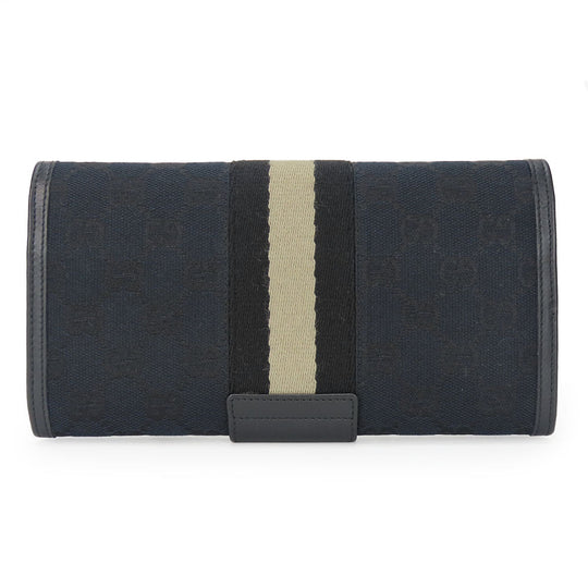 GUCCI Long Wallet Purse 035.0416.2180 GG canvas black Web line unisex(Unisex) Used Authentic