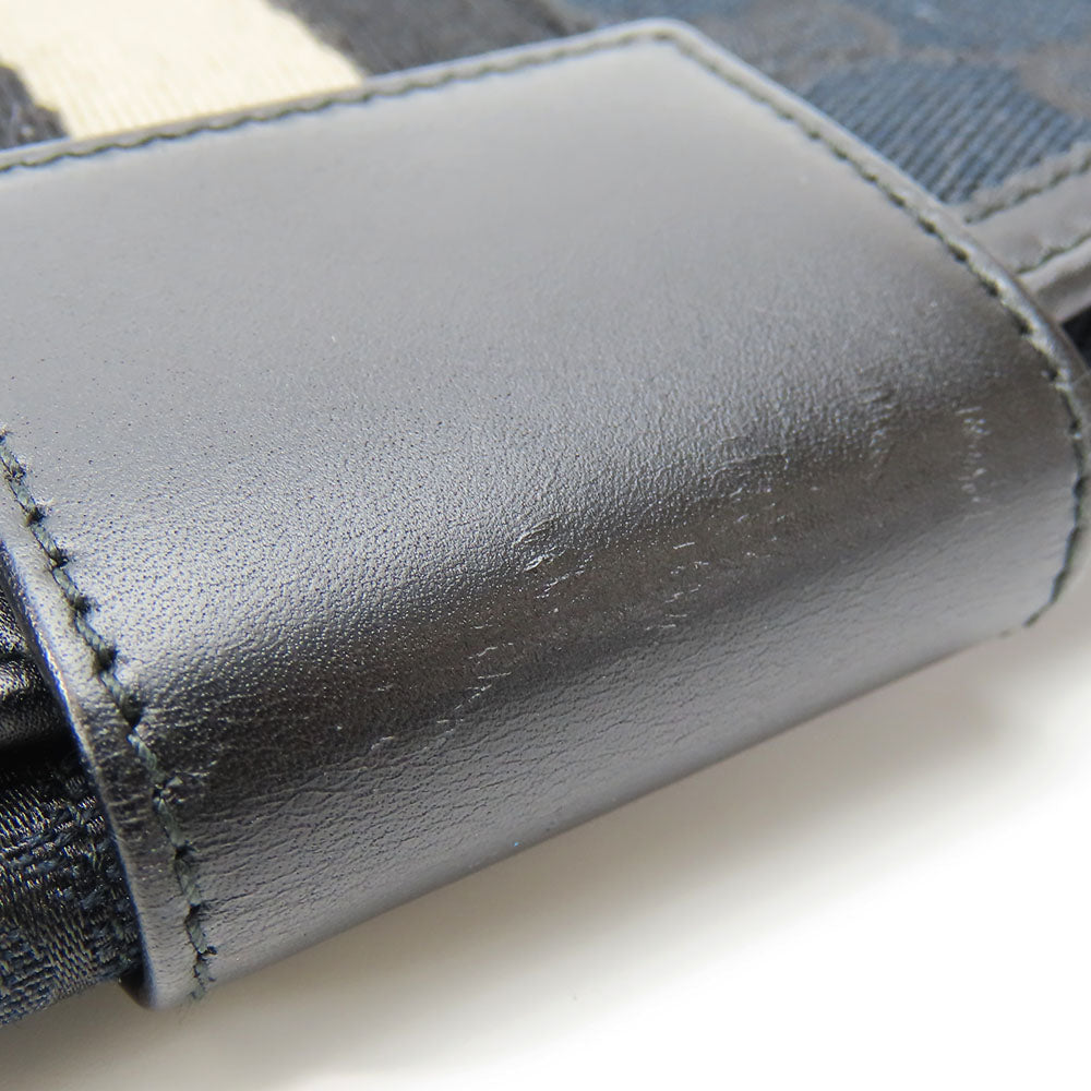 GUCCI Long Wallet Purse 035.0416.2180 GG canvas black Web line unisex(Unisex) Used Authentic