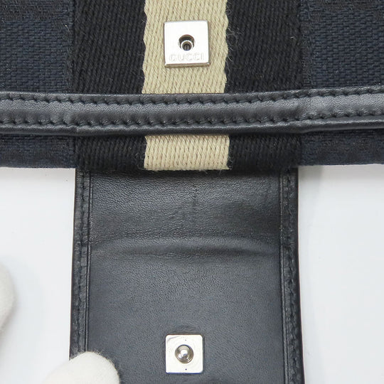 GUCCI Long Wallet Purse 035.0416.2180 GG canvas black Web line unisex(Unisex) Used Authentic