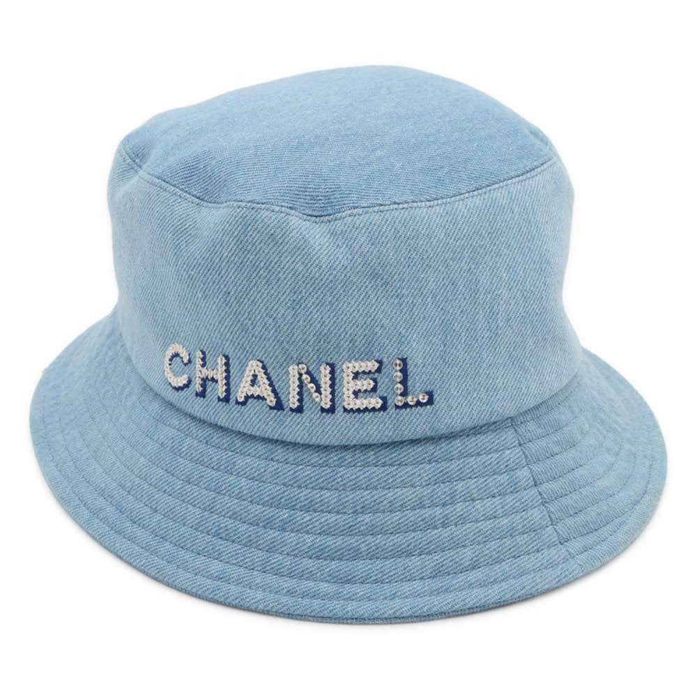CHANEL Denim Cotton Light Blue Hat Preloved