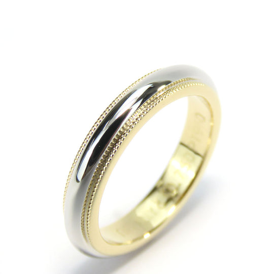 TIFFANY&Co. Ring K18 Yellow Gold, Pt950Platinum Yellow Gold Milgrain Women Used Authentic