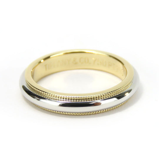 TIFFANY&Co. Ring K18 Yellow Gold, Pt950Platinum Yellow Gold Milgrain Women Used Authentic