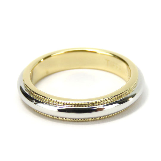 TIFFANY&Co. Ring K18 Yellow Gold, Pt950Platinum Yellow Gold Milgrain Women Used Authentic