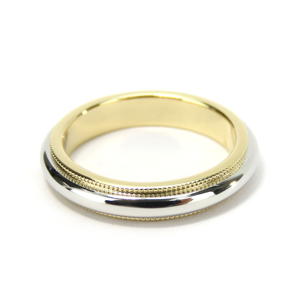TIFFANY&Co. Ring K18 Yellow Gold, Pt950Platinum Yellow Gold Milgrain Women Used Authentic
