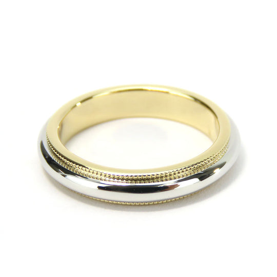 TIFFANY&Co. Ring K18 Yellow Gold, Pt950Platinum Yellow Gold Milgrain Women Used Authentic