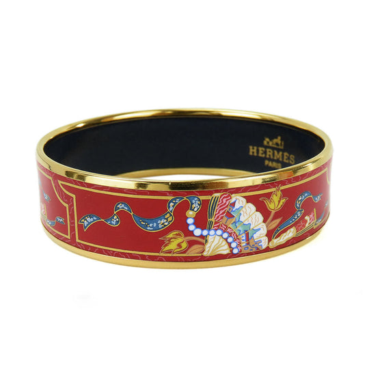 HERMES bracelet Metal, Enamel Red Emilel GM Women Used Authentic
