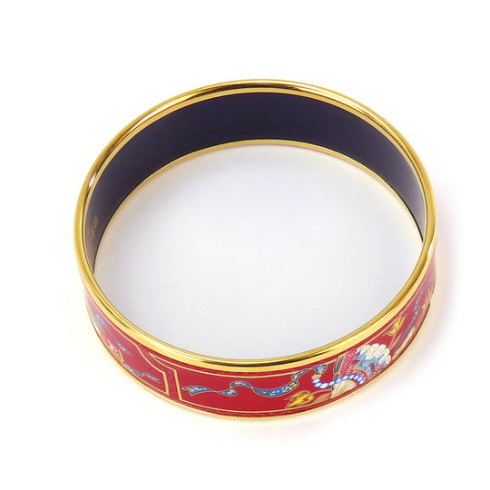 HERMES bracelet Metal, Enamel Red Emilel GM Women Used Authentic