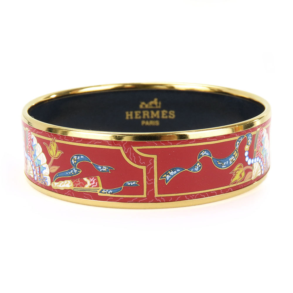 HERMES bracelet Metal, Enamel Red Emilel GM Women Used Authentic