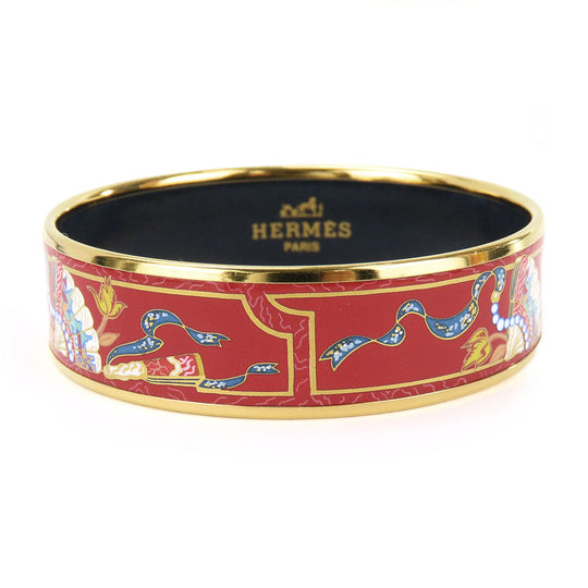 HERMES bracelet Metal, Enamel Red Emilel GM Women Used Authentic