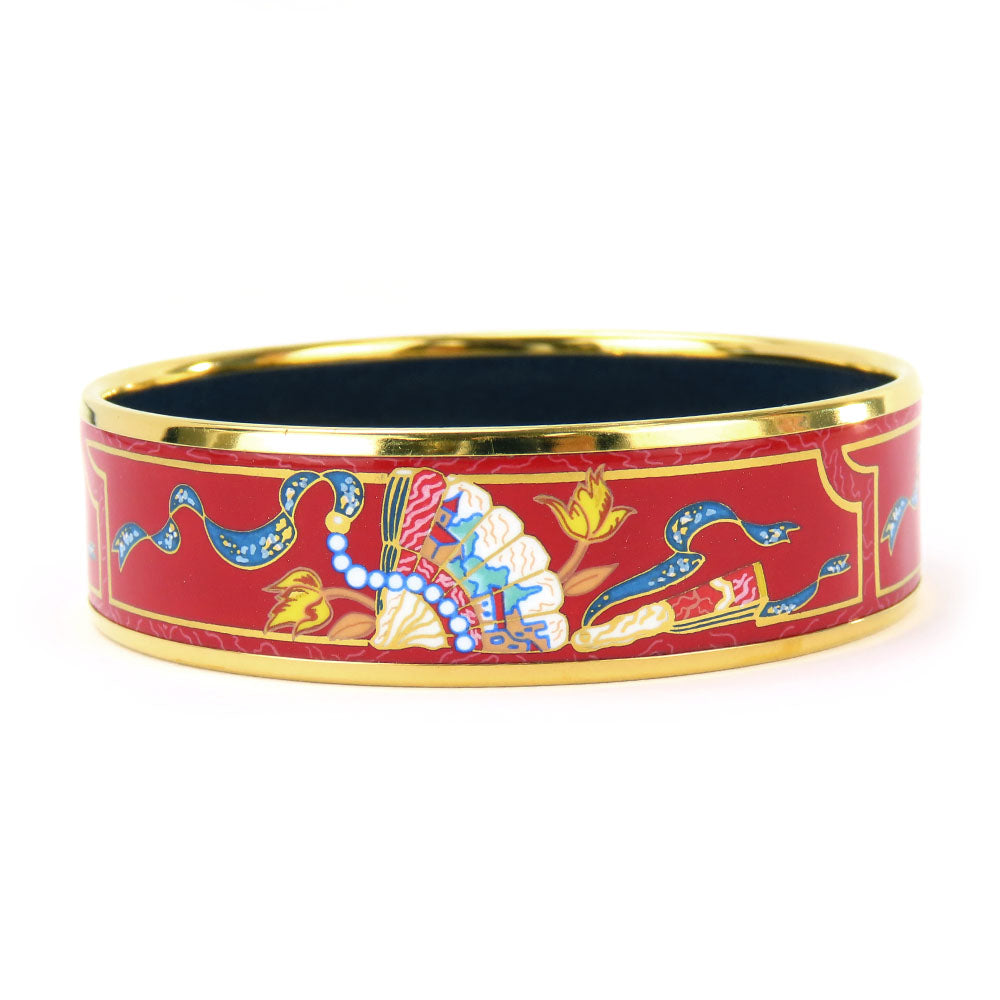 HERMES bracelet Metal, Enamel Red Emilel GM Women Used Authentic