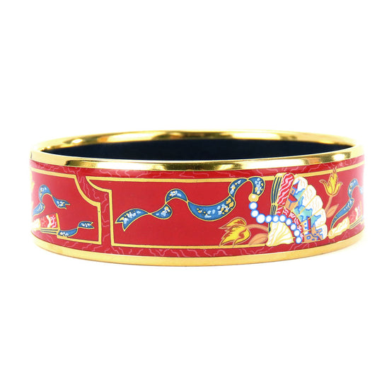 HERMES bracelet Metal, Enamel Red Emilel GM Women Used Authentic