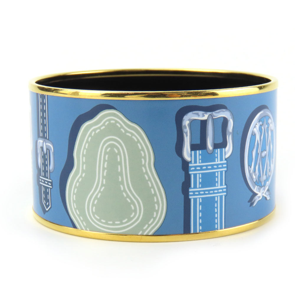 HERMES bracelet Metal, Cloisonne Blue type Emile TGM Women Used Authentic