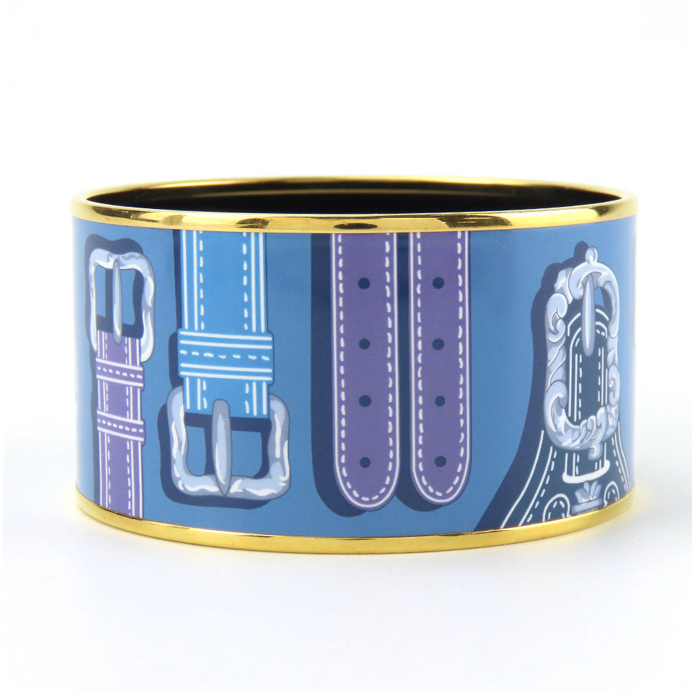 HERMES bracelet Metal, Cloisonne Blue type Emile TGM Women Used Authentic