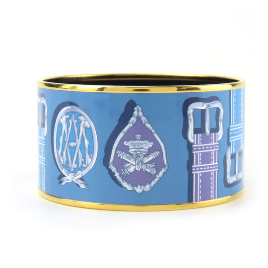 HERMES bracelet Metal, Cloisonne Blue type Emile TGM Women Used Authentic