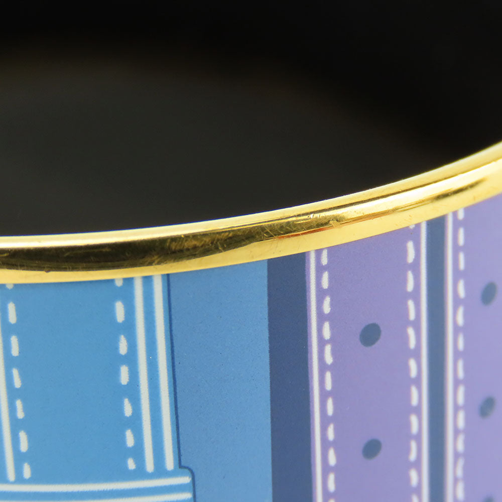 HERMES bracelet Metal, Cloisonne Blue type Emile TGM Women Used Authentic