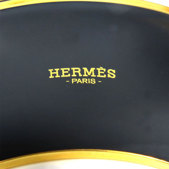 HERMES bracelet Metal, Cloisonne Blue type Emile TGM Women Used Authentic