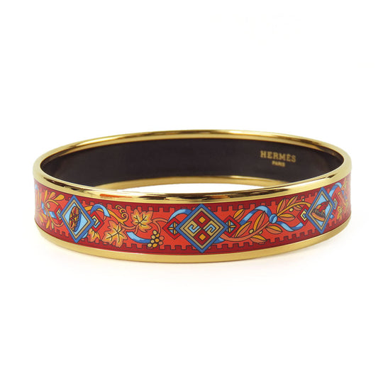 HERMES Bangle Metal, Enamel Red Emile Women Used Authentic