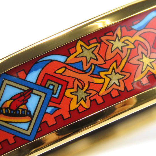 HERMES Bangle Metal, Enamel Red Emile Women Used Authentic