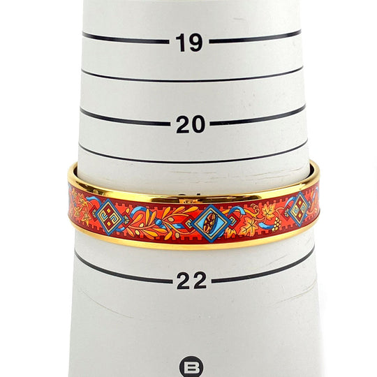 HERMES Bangle Metal, Enamel Red Emile Women Used Authentic