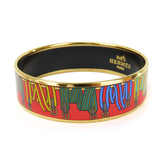 HERMES Bangle Metal, Cloisonne Red Emilel GM Women Used Authentic
