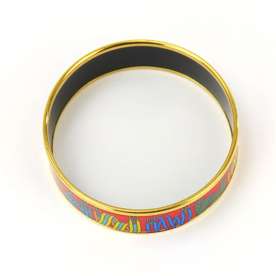HERMES Bangle Metal, Cloisonne Red Emilel GM Women Used Authentic