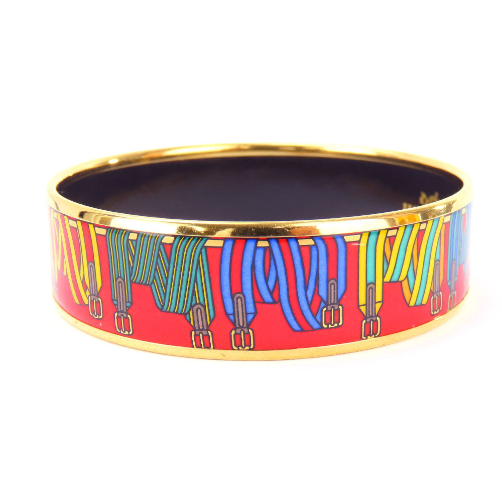 HERMES Bangle Metal, Cloisonne Red Emilel GM Women Used Authentic