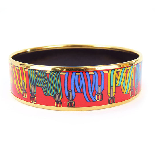 HERMES Bangle Metal, Cloisonne Red Emilel GM Women Used Authentic