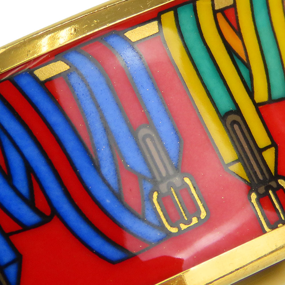 HERMES Bangle Metal, Cloisonne Red Emilel GM Women Used Authentic