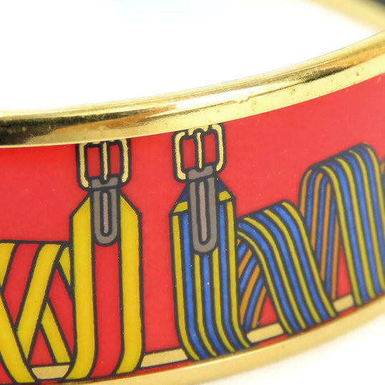 HERMES Bangle Metal, Cloisonne Red Emilel GM Women Used Authentic