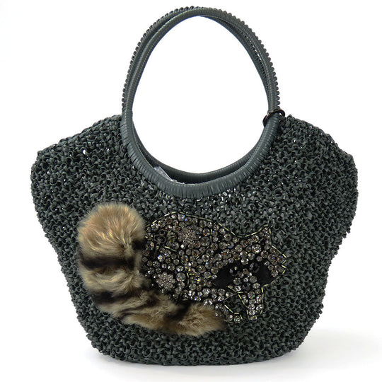 ANTEPRIMA Handbag PVC, Rhinestone green wire Women Used Authentic