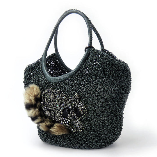 ANTEPRIMA Handbag PVC, Rhinestone green wire Women Used Authentic