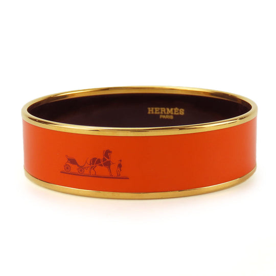 HERMES Bangle Metal, Cloisonne Orange Emilel GM Women Used Authentic