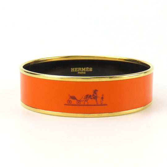 HERMES Bangle Metal, Cloisonne Orange Emilel GM Women Used Authentic