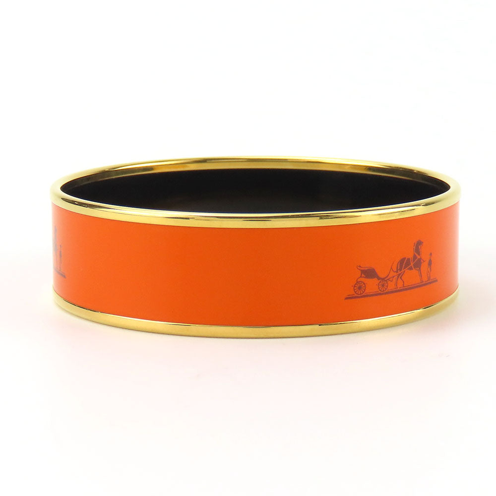HERMES Bangle Metal, Cloisonne Orange Emilel GM Women Used Authentic