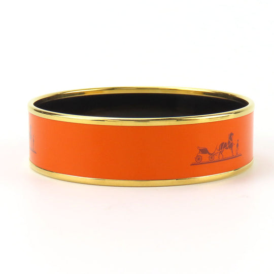 HERMES Bangle Metal, Cloisonne Orange Emilel GM Women Used Authentic