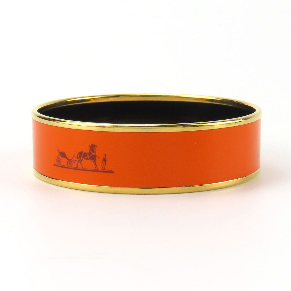 HERMES Bangle Metal, Cloisonne Orange Emilel GM Women Used Authentic